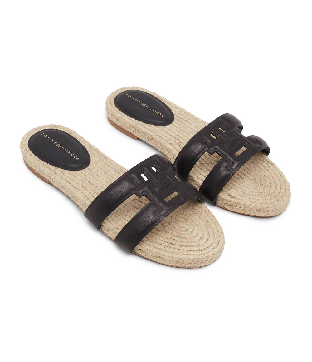 Шлепанцы кожаные emboss Tommy Hilfiger - черный(FW0FW07928)
