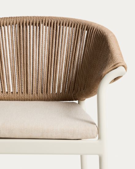 Уличный стул Zuara из алюминия цвета экрю и коричневой веревки