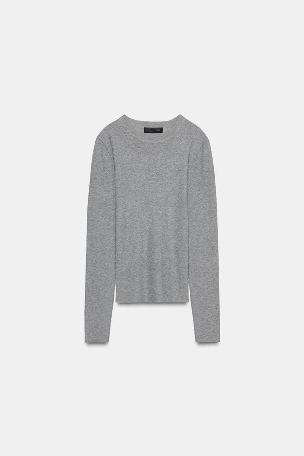 ZARA ТОП ИЗ ТОНКОГО ТРИКОТАЖА, СЕРЫЙ