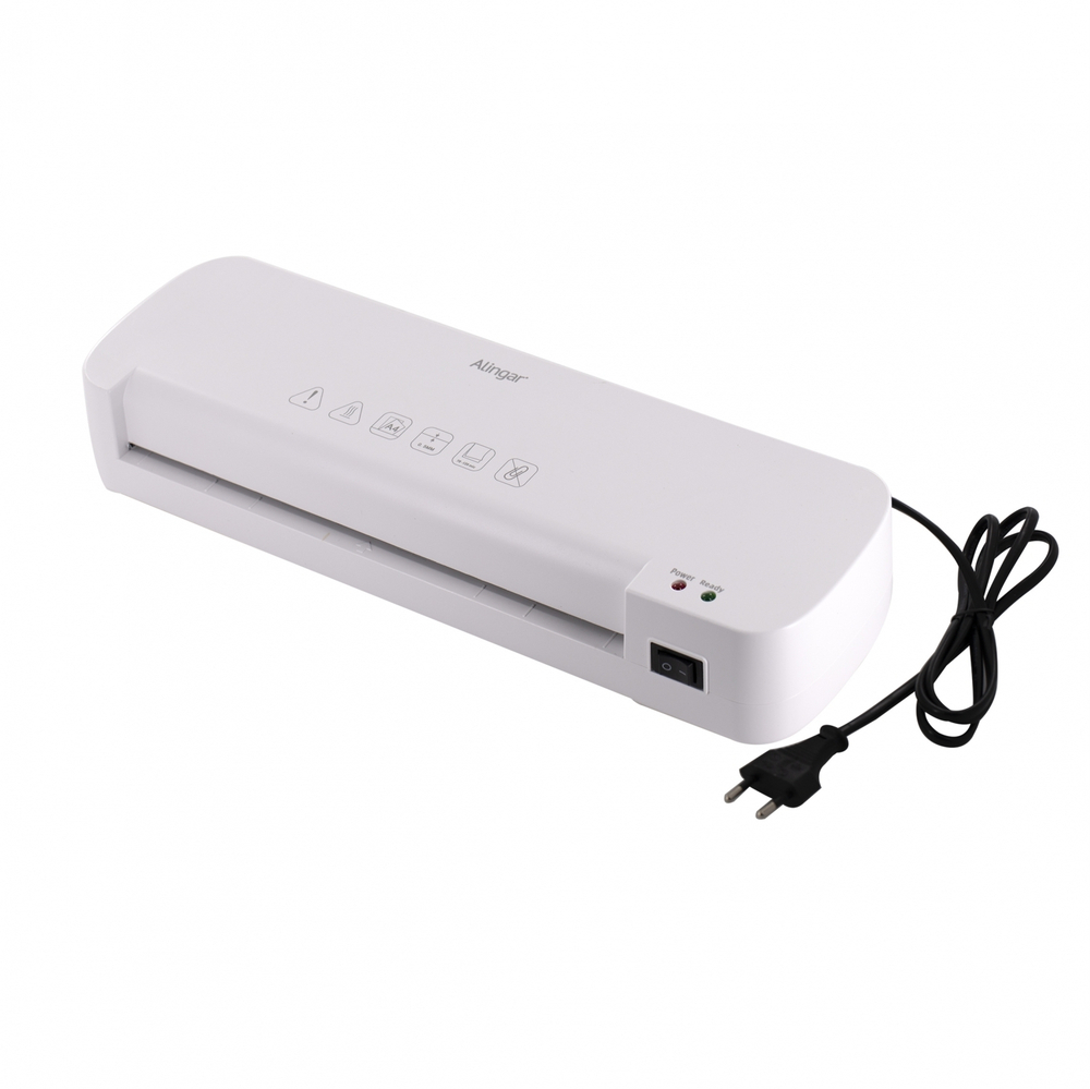 Ламинатор для дома и офиса А4 Alingar, толщина пленки 70 -125 мкм, скорость 260 мм/мин, светов. индикация, разогрев 3-4 мин, 3 шт пленки в наборе