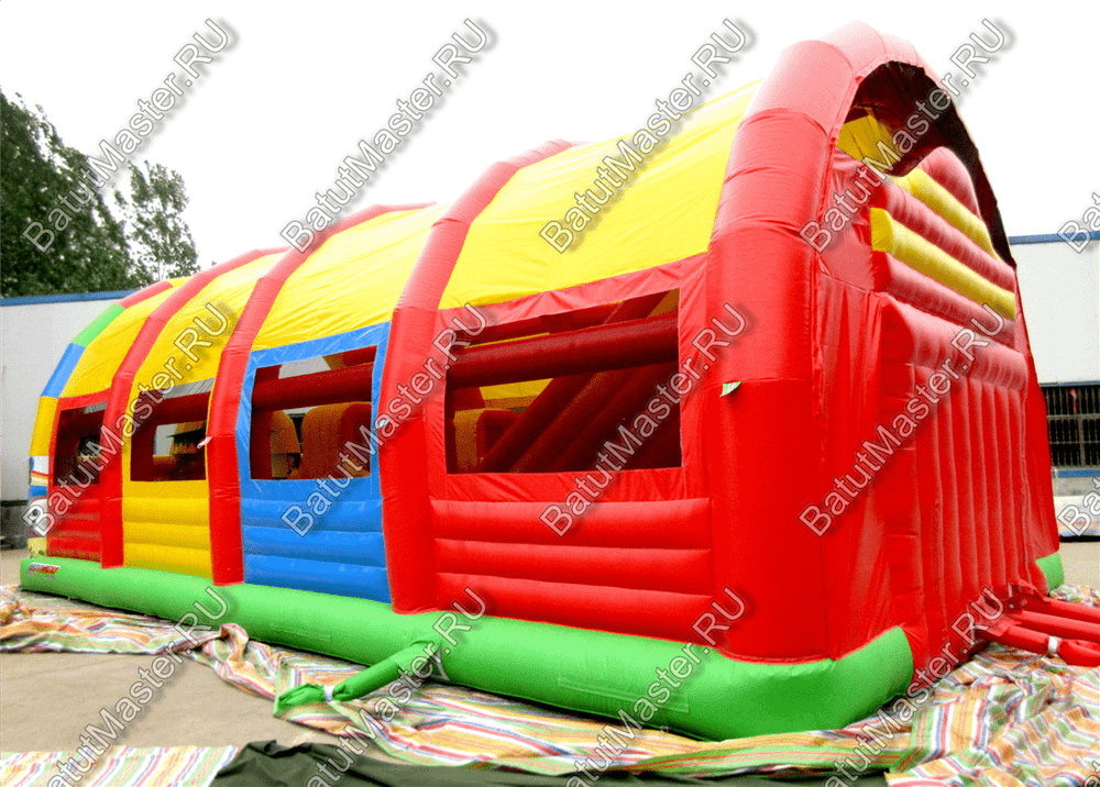 Надувной батут "Страна Сафария" с крышей и высокими горками 13*7*6 м