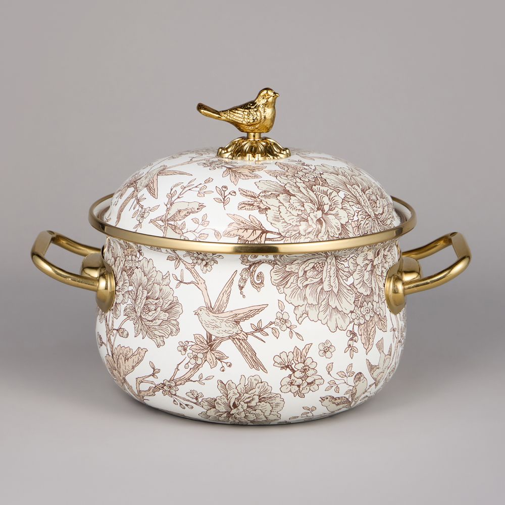 НАБОР КАСТРЮЛЬ AGNESS ЭМАЛИРОВАННЫХ СЕРИЯ "ROYAL GARDEN", 4ПР. 2,1Л И 3,8Л