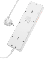 Сетевой фильтр Hoco AC14A, 1.5 м, 3*USB-A (1*QC18W), 1*USB-C (PD30W), 5*розеток 220V (2500W), черный / удлинитель с быстрой зарядкой 30 Вт