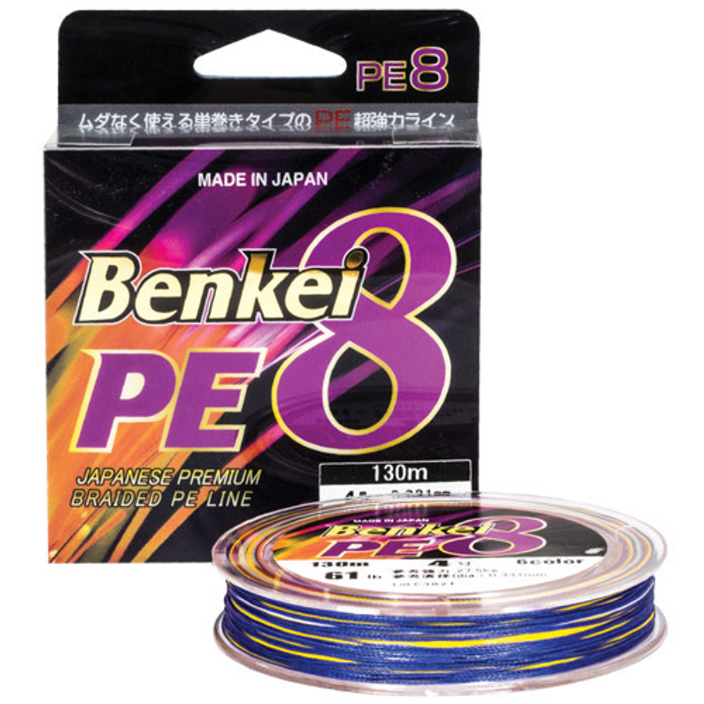 Шнур Benkei PE8, 130м, 6 цветов D-2,5, 0,259мм, 19,4кг