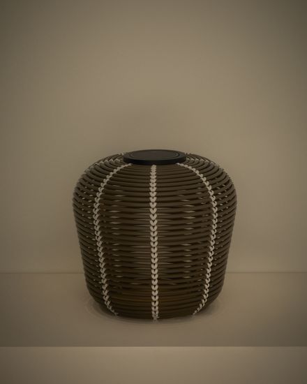 Уличный светильник Garoina солнечных батареях из искусственного ротанга зеленого цвета, 35 см