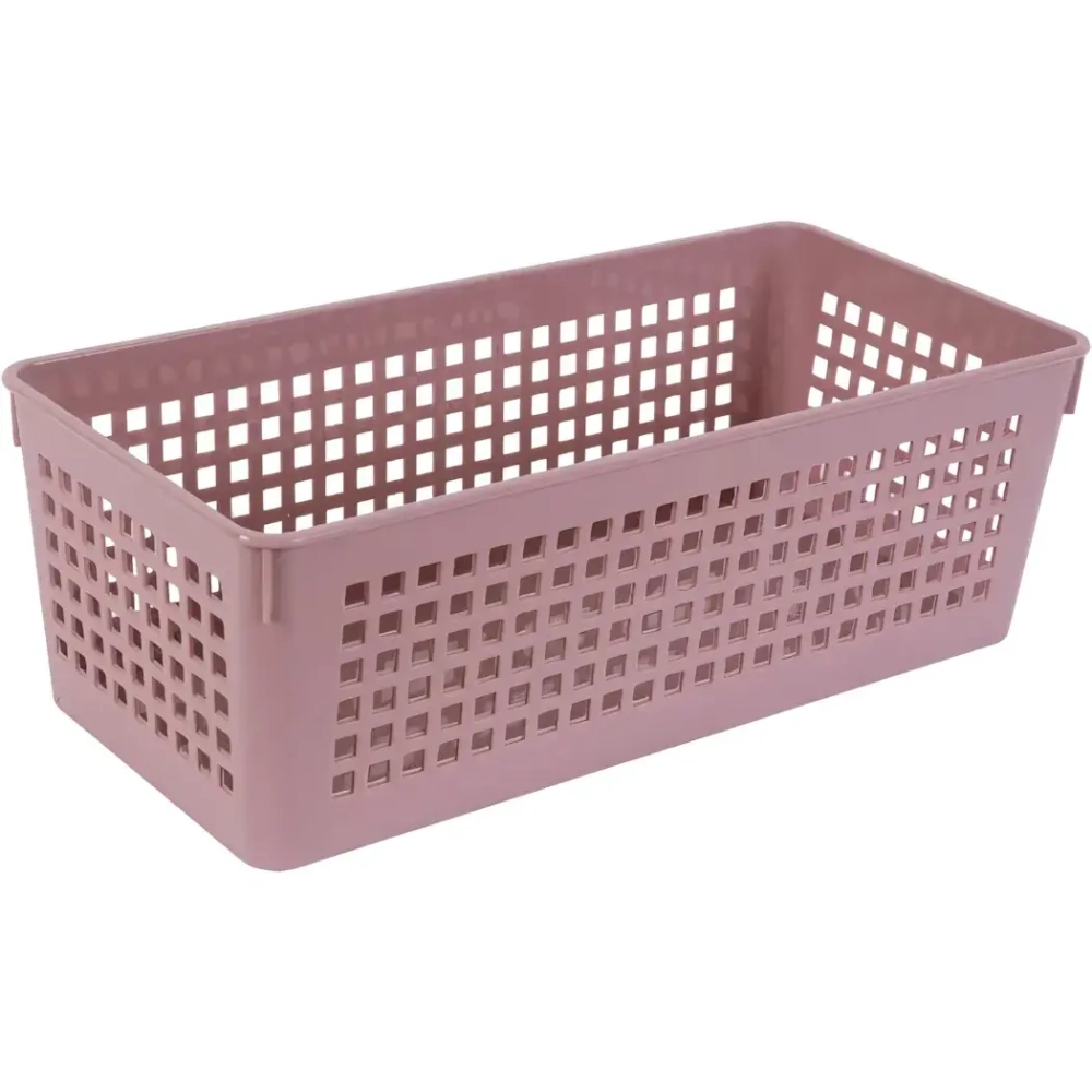 Корзина универсальная для хранения, с перфорацией, розовая 2,4л, 27*13*9см.