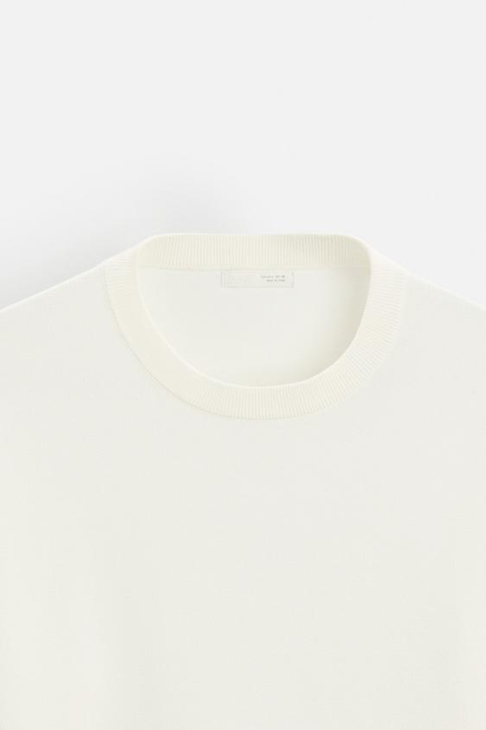 ZARA СВИТЕР ИЗ СМЕСОВОГО ХЛОПКА С РЕЛЬЕФНЫМ УЗОРОМ, КРЕМОВЫЙ