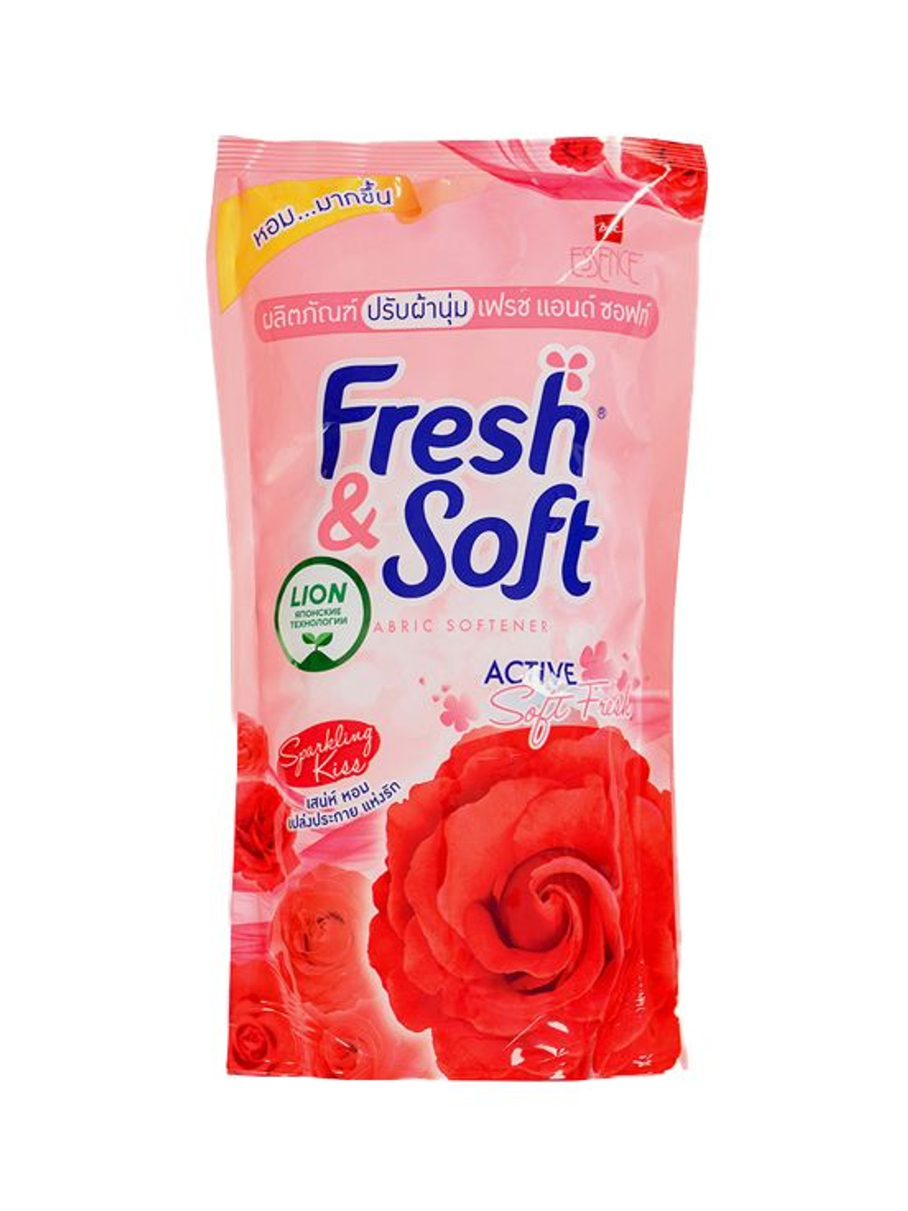 Кондиционер для белья "Red Rose" (Sparkling Kiss) LION "Essence Fresh & Soft" 500/550мл " (мяг.уп.)