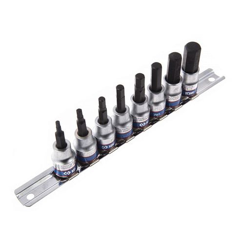 KING TONY (3108PR8) Набор торцевых насадок 3/8", HEX, 3-12 мм, L = 50 мм, 8 предметов