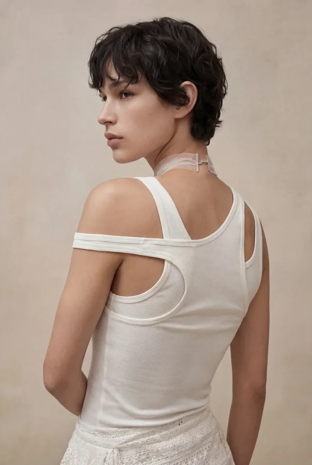 Майка белая двойная, Белый