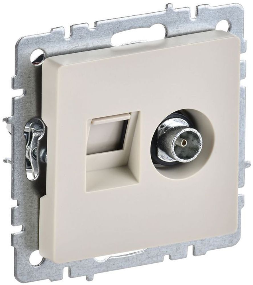 Розетка компьютерная + телевизионная 2-м Brite РТВ/РК12-БрКр RJ45 кат.5E + TV механизм беж. IEK BR-AK20-1-K10 Розетка компьютерная + телевизионная 2-м Brite РТВ/РК12-БрКр RJ45 кат.5E + TV механизм беж. IEK BR-AK20-1-K10