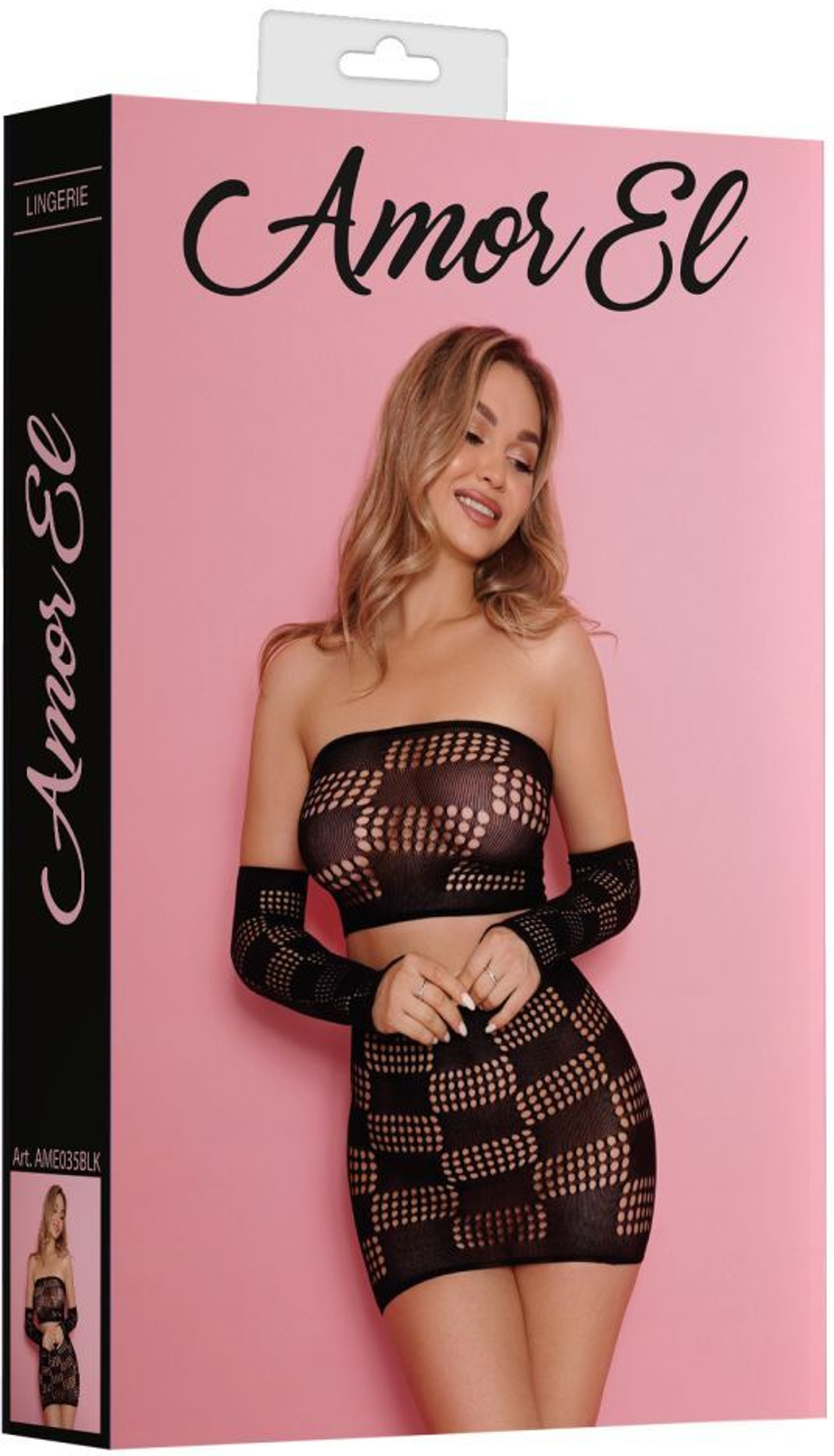 Комплект соблазнительного сетчатого белья (Размер: S-M-L) (Цвет: черный)