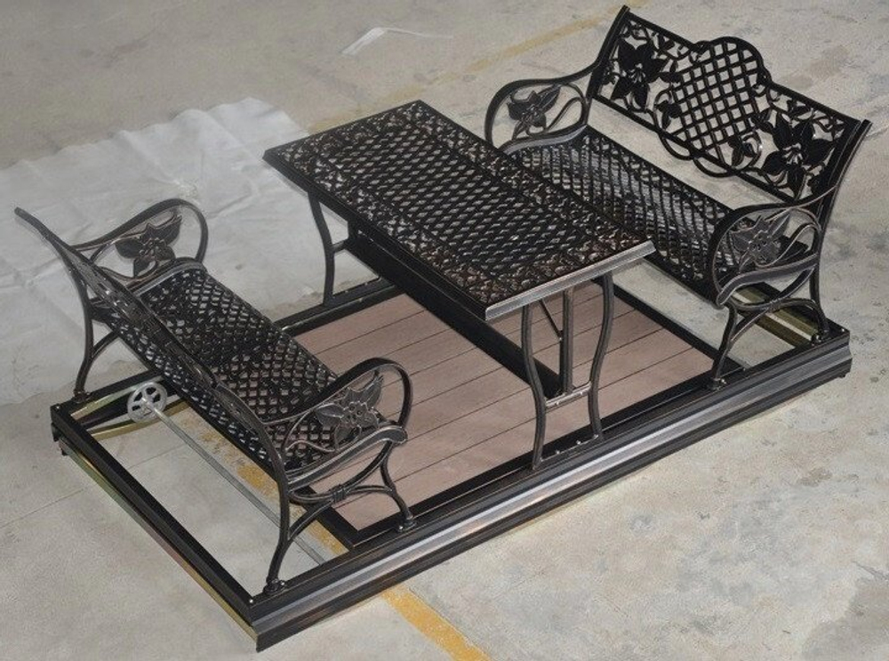 Садовые качели маятник Lotos со столом, античная бронза