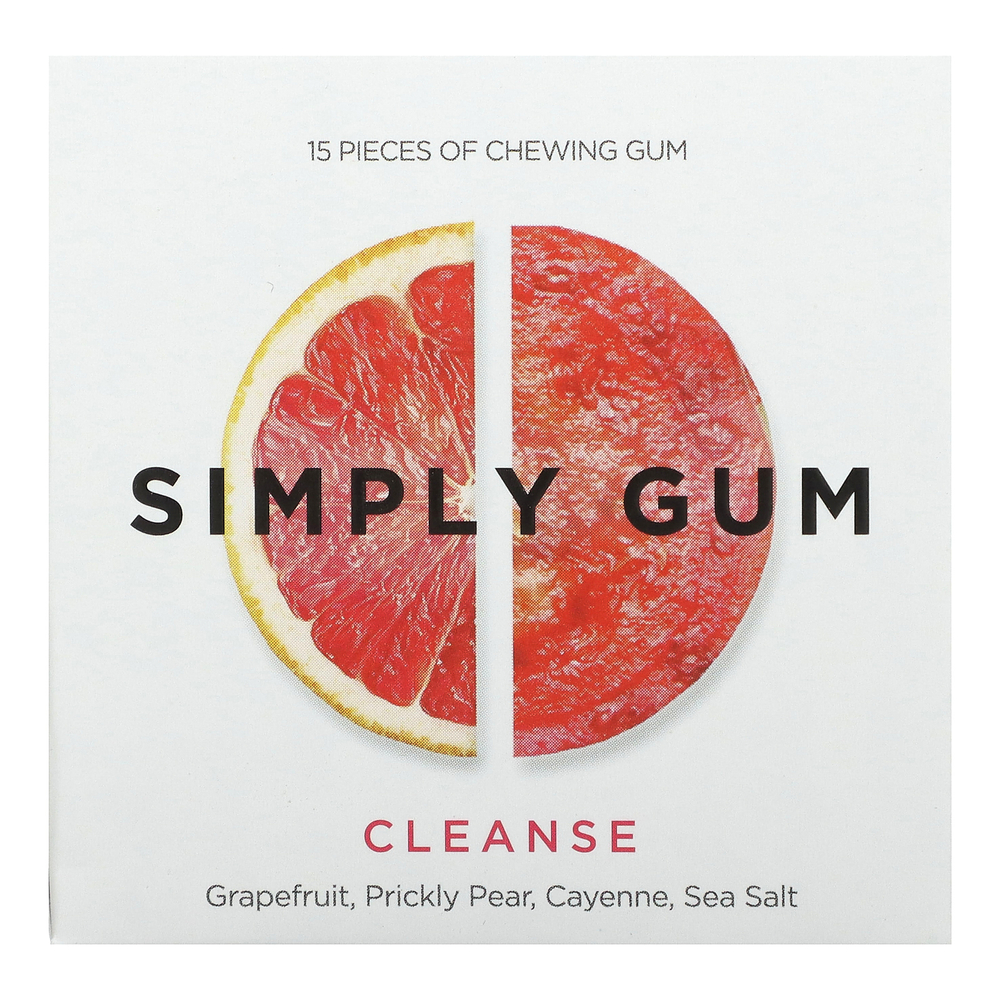 Simply Gum, Жевательная резинка, очищающее средство, грейпфрут, опунция, кайенский перец, морская соль`` 15 шт.