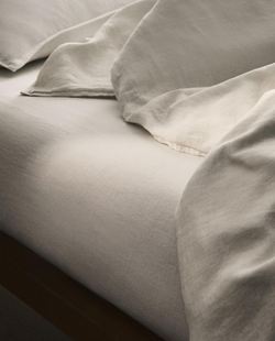 Простыня на резинке Zara Home хлопок, лён 100%, однотонный, 6150/900