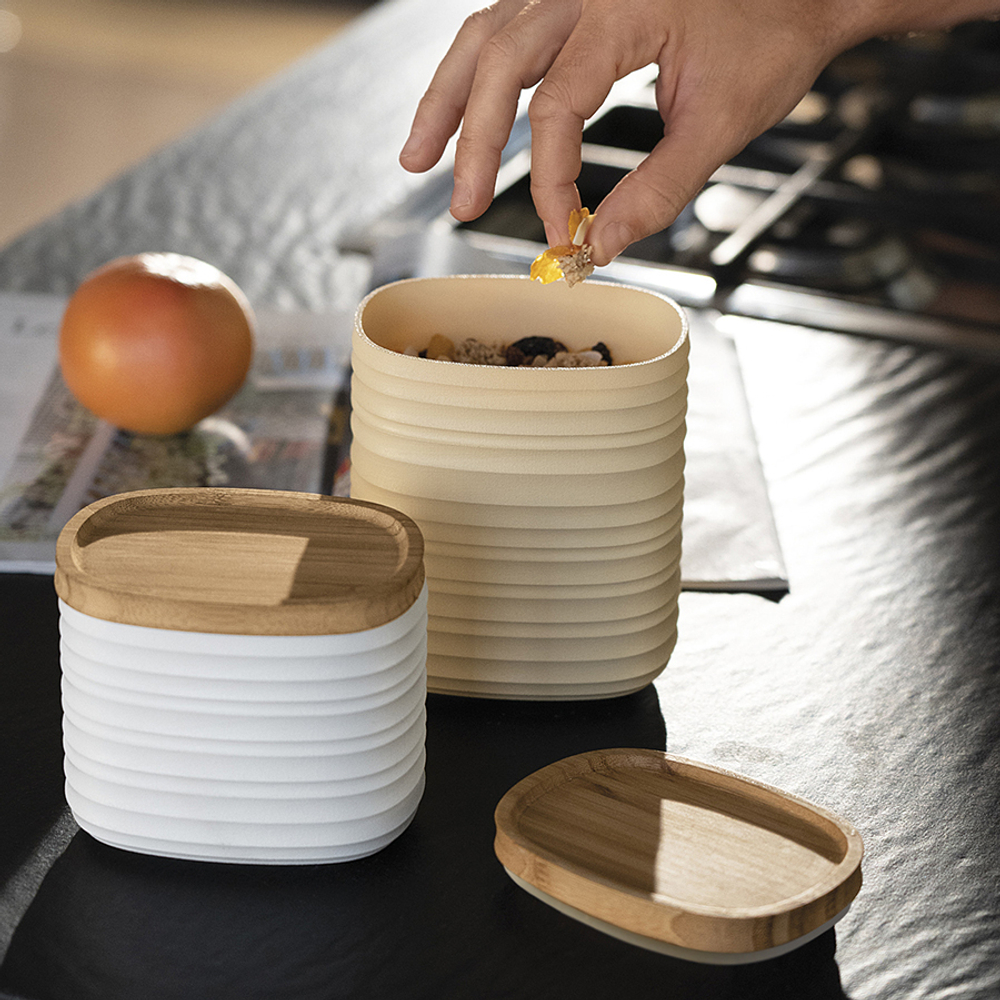 Банка для хранения с бамбуковой крышкой tierra, 500 мл, бежево-розовая