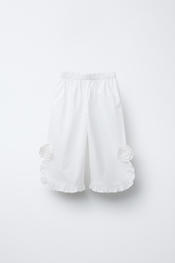 ZARA БРЮКИ С ПРЯМЫМИ ШТАНИНАМИ И ЦВЕТОЧНЫМ ПРИНТОМ, ЭКРЮ