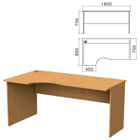 Стол письменный эргономичный "Монолит", 1600х900х750, левый, цвет бук бавария,7.1