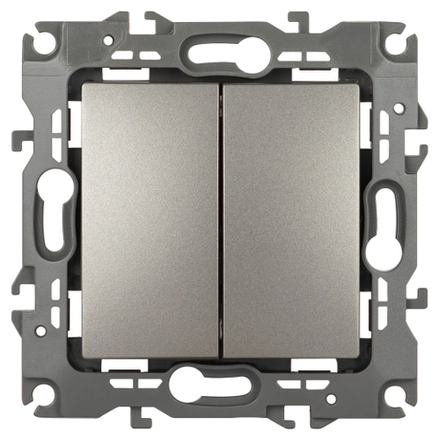 Переключатель ЭРА Серия 12 12-1106-16 двойной, 10АХ-250В, титан