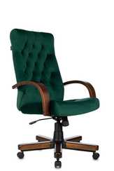 Кресло руководителя Бюрократ T-9928WALNUT Fabric зеленый Italia Green крестов. металл/дерево