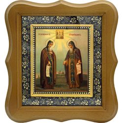 Сергий и Герман Валаамские Святые Преподобные. Икона на холсте.