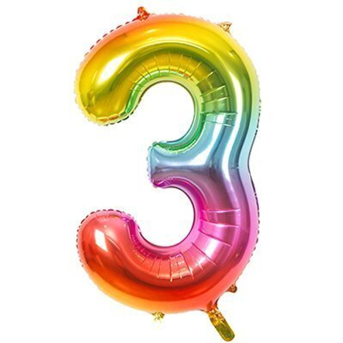 Шар фольгированный ЦИФРА "3" Радуга металлик 40" с гелием