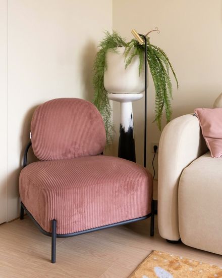 Кресло Стоун велюр рельефный коралловый