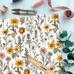 Ткань премиум таффета летняя цветочная мелодия