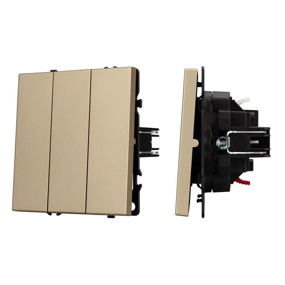 Механизм выключателя трехклавишный непроходной SWT-NOBE-MK03-SFPL-GD (230V, 10A) (Arlight, Золотой песок) 061798