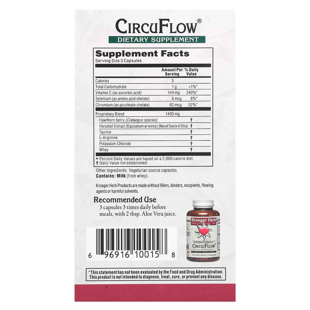 Kroeger Herb Co, CircuFlow, 270 вегетарианских капсул