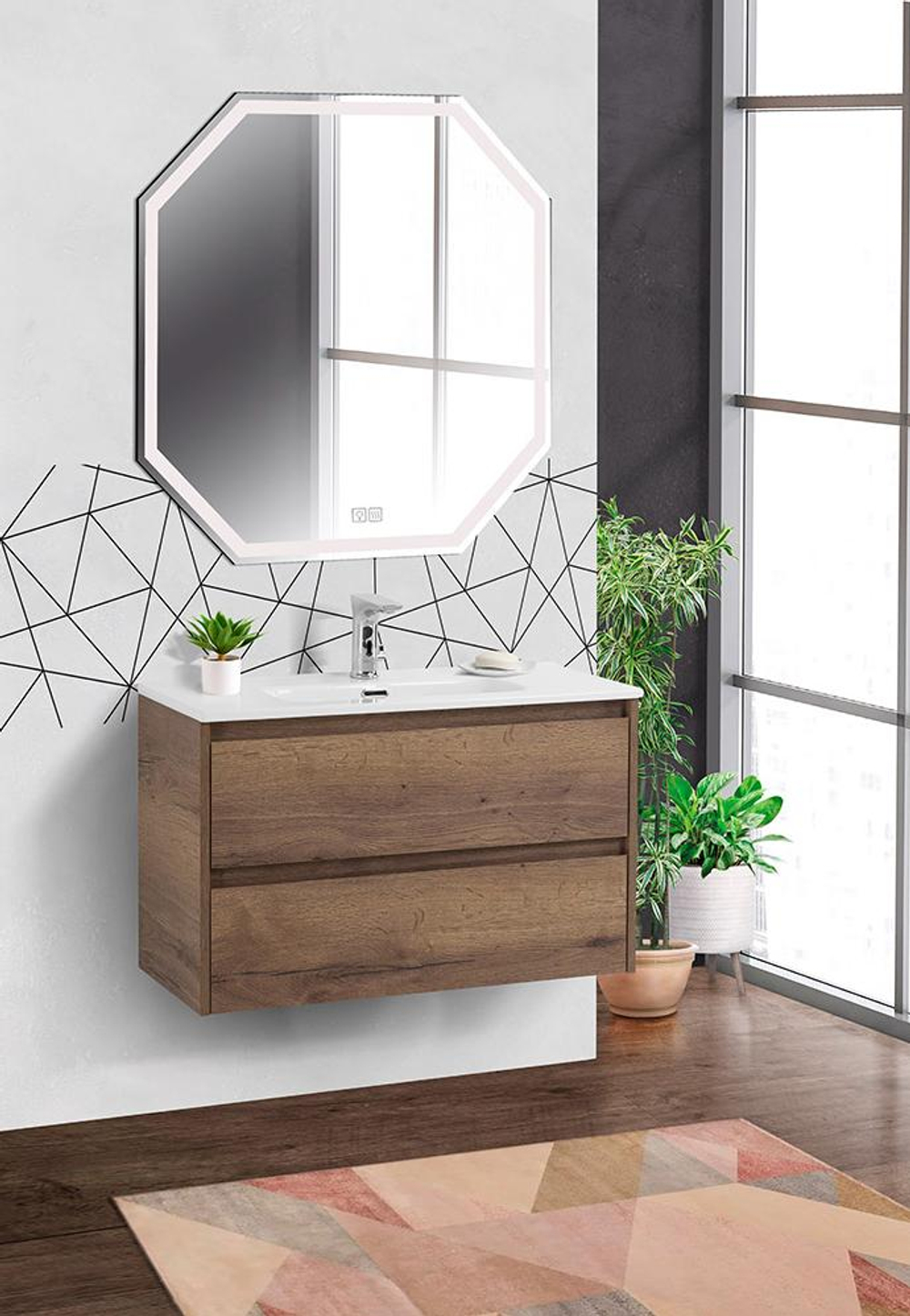 Тумба подвесная с раковиной BelBagno KRAFT 39-800/390-2C-SO-RT