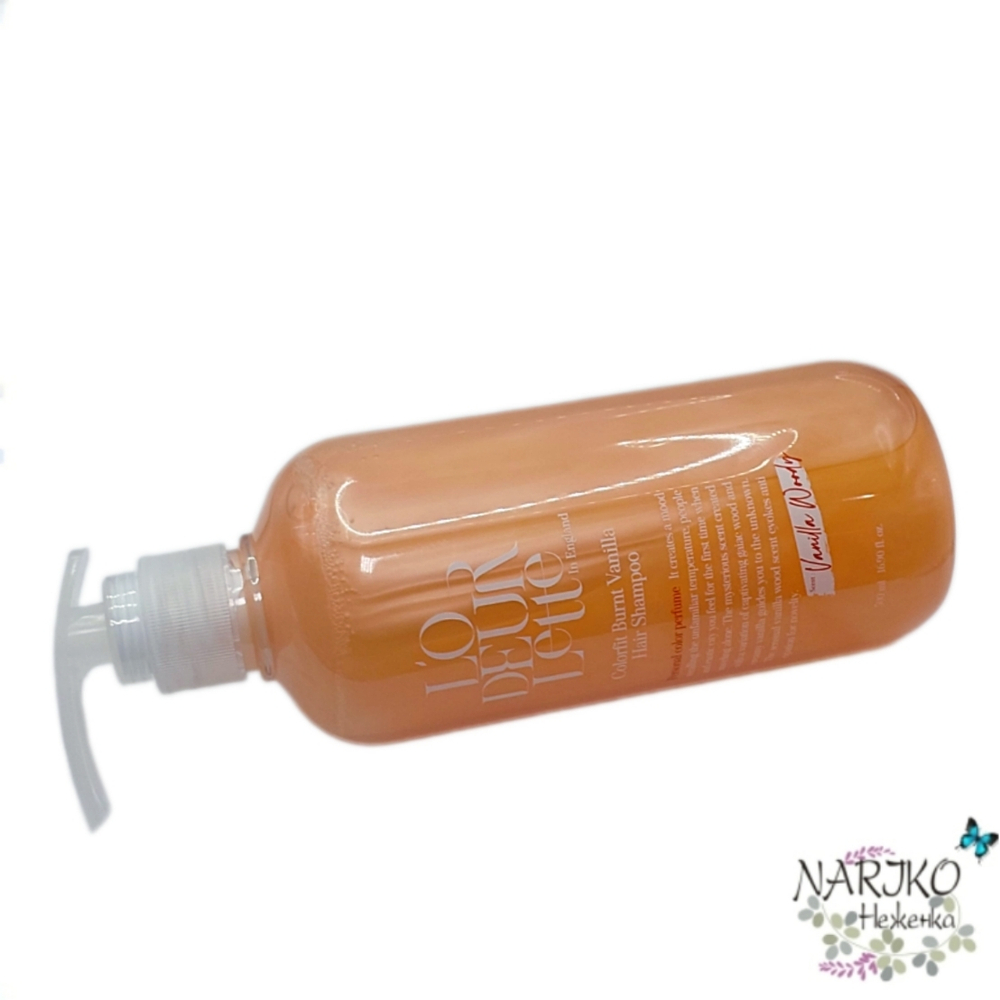 Парфюмированный шампунь для волос c ароматом шафрана, имбиря и ванили L'ODEURLETTE In England Colorfit Burnt Vanilla Hair Shampoo, 500 мл.