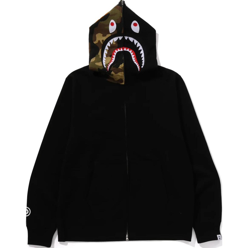 A Bathing Ape Bathing Ape Shark Pattern Hooded Zip Up Свитшот черный