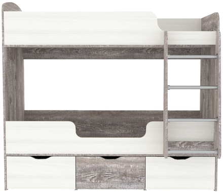 Кровать двухъярусная КарИВи Малыш Двойняшка Бетон Белое Дерево