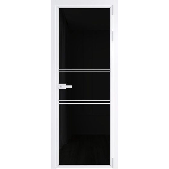 Алюминиевая дверь 2AХ вайт стекло чëрный триплекс