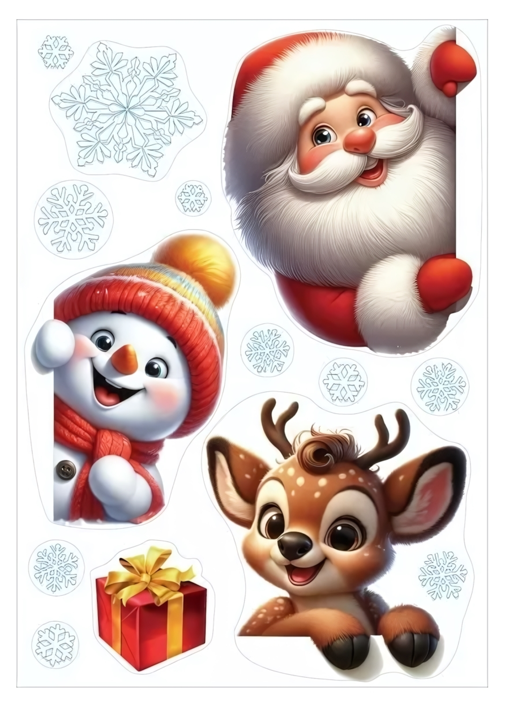 Наклейка двусторонняя А3 "Дед Мороз и его помощники" 0201148 (ТМ Праздник)