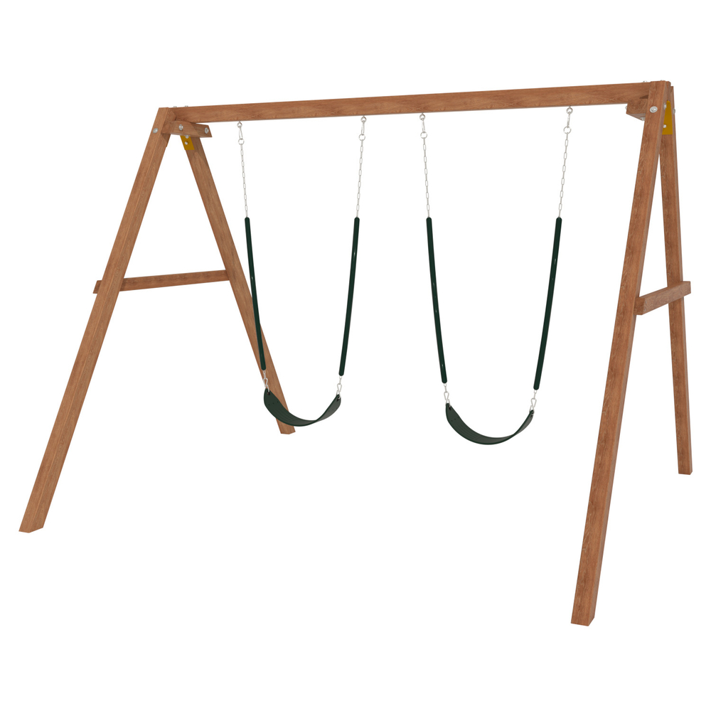 Деревянные качели с двумя гибкими качелями