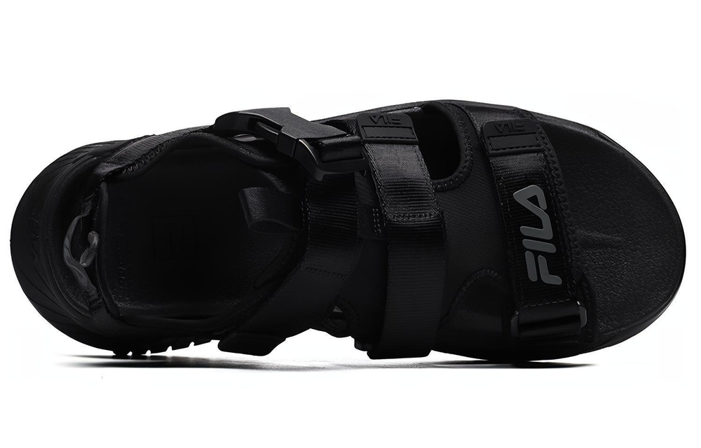 FILA Athletics Velcro open-toed flat-heeled sports sandals men's black