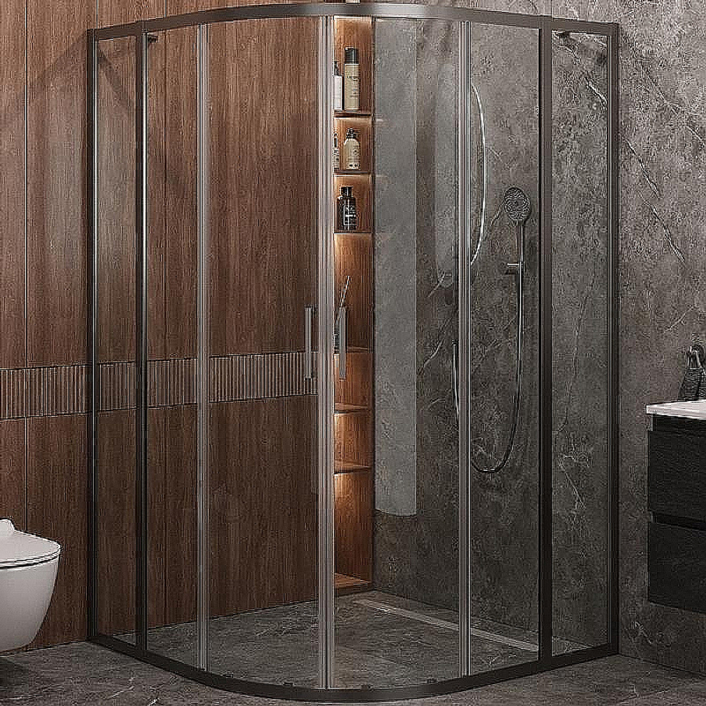 Душевой уголок Cezares Molveno 120x120 R-22-90+30-C-GM-IV стекло прозрачное/профиль матовая оружейная сталь