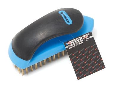 Щетка по металлу ручная в пластиковом корпусе с прорезиненной рукояткой (латунная проволока, 5x18рядов) Forsage F-340125328