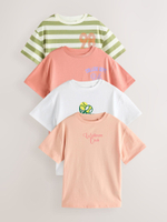 Футболка для девочки Next E44-340, 4 шт., Розовый, Бежевый, Хаки