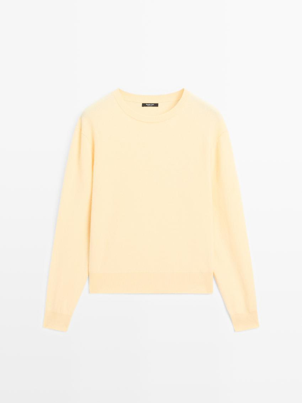 Massimo Dutti Свитер из смесовой шерсти с круглым вырезом, ванильный