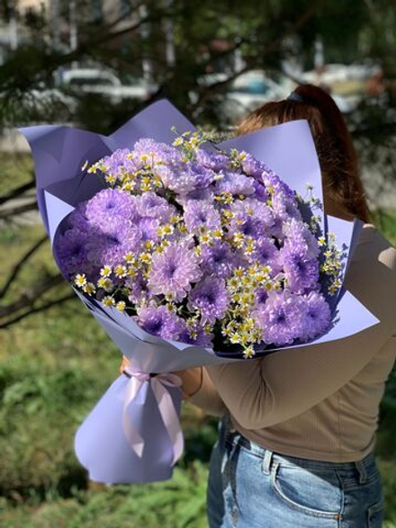 Букет цветов Лавандовое поле с ромашками