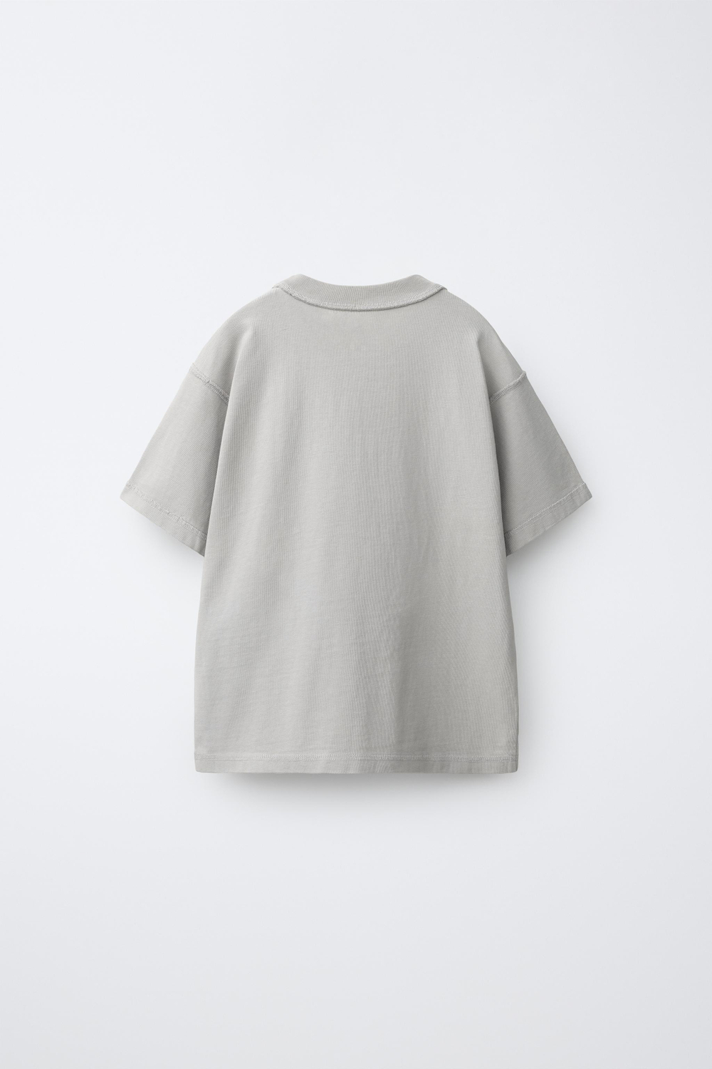 ZARA ФУТБОЛКА HEAVY WEIGHT С ВЫШИВКОЙ, СВЕТЛО-СЕРЫЙ