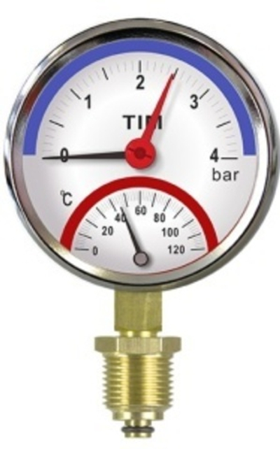 Термоманометр (верт.)  4 бар 120 С" "TIM"