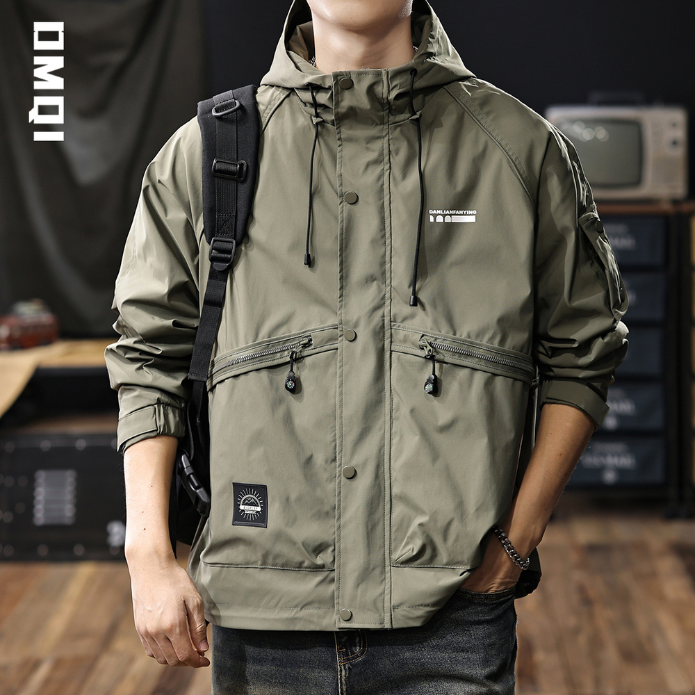 Весенняя и осенняя американская куртка с капюшоном для мужчин свободного размера