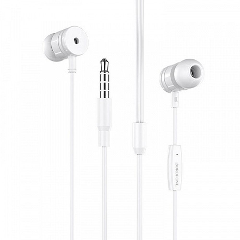 Гарнитура Borofone M31, вакуумные, разъем Jack, кабель 1.2 м White