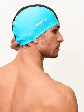 Шапочка для плавания лайкровая Sargan Классика унисекс голубой/черный