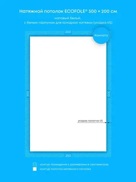 Матовый натяжной потолок 6 м2