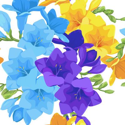 Красивые цветы фрезии. Весенний рисунок